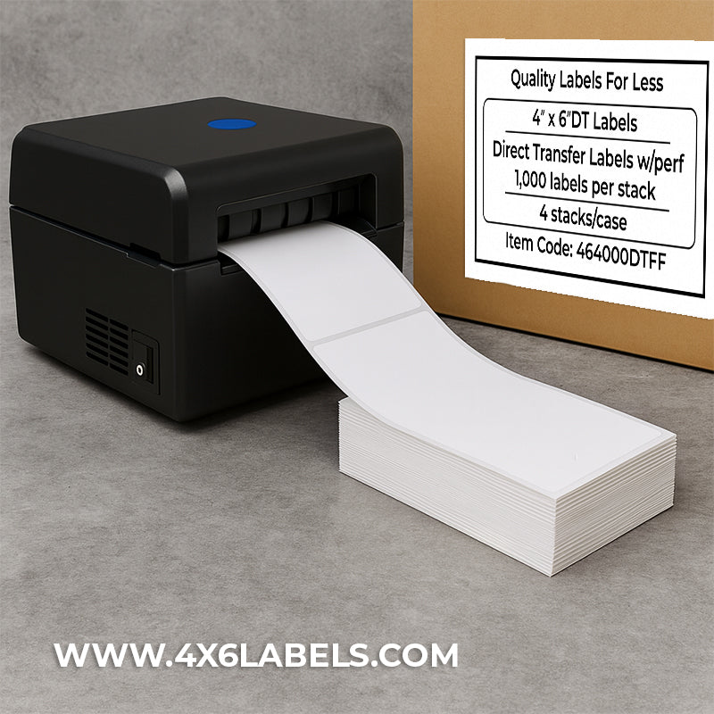 4" x 6" Direct Thermal Labels - Fanfold - 4,000 Labels/Case