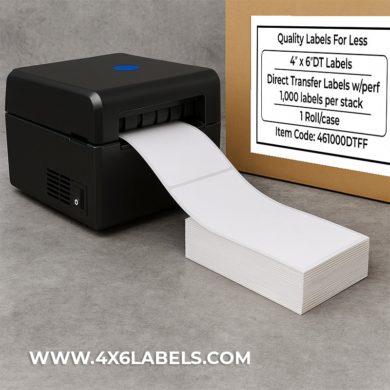 4" x 6" Direct Thermal Labels - Fanfold - 1,000 Labels/Case - 4x6Labels