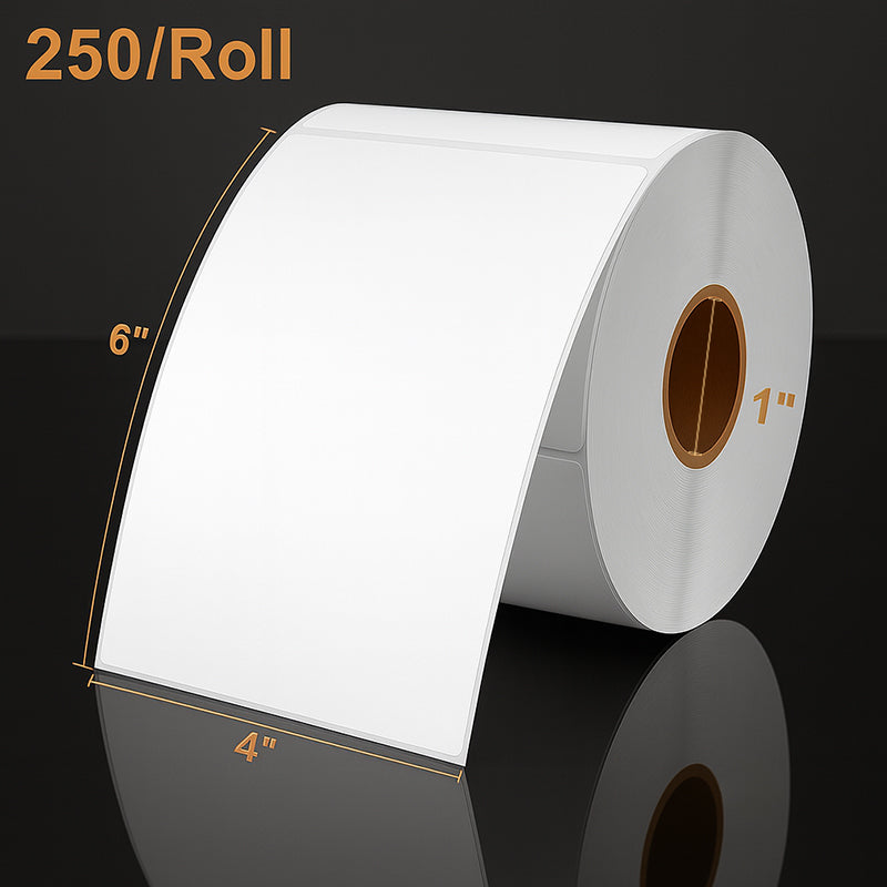 4" x 6" Direct Thermal Labels - 250 Labels/Roll - 4 Rolls/Case