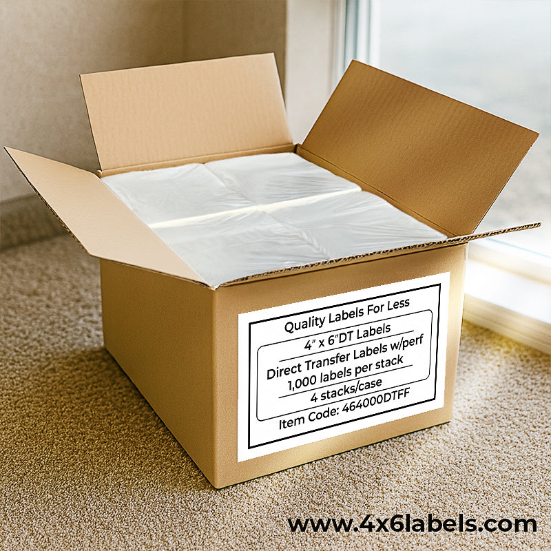 4" x 6" Direct Thermal Labels - Fanfold - 4,000 Labels/Case