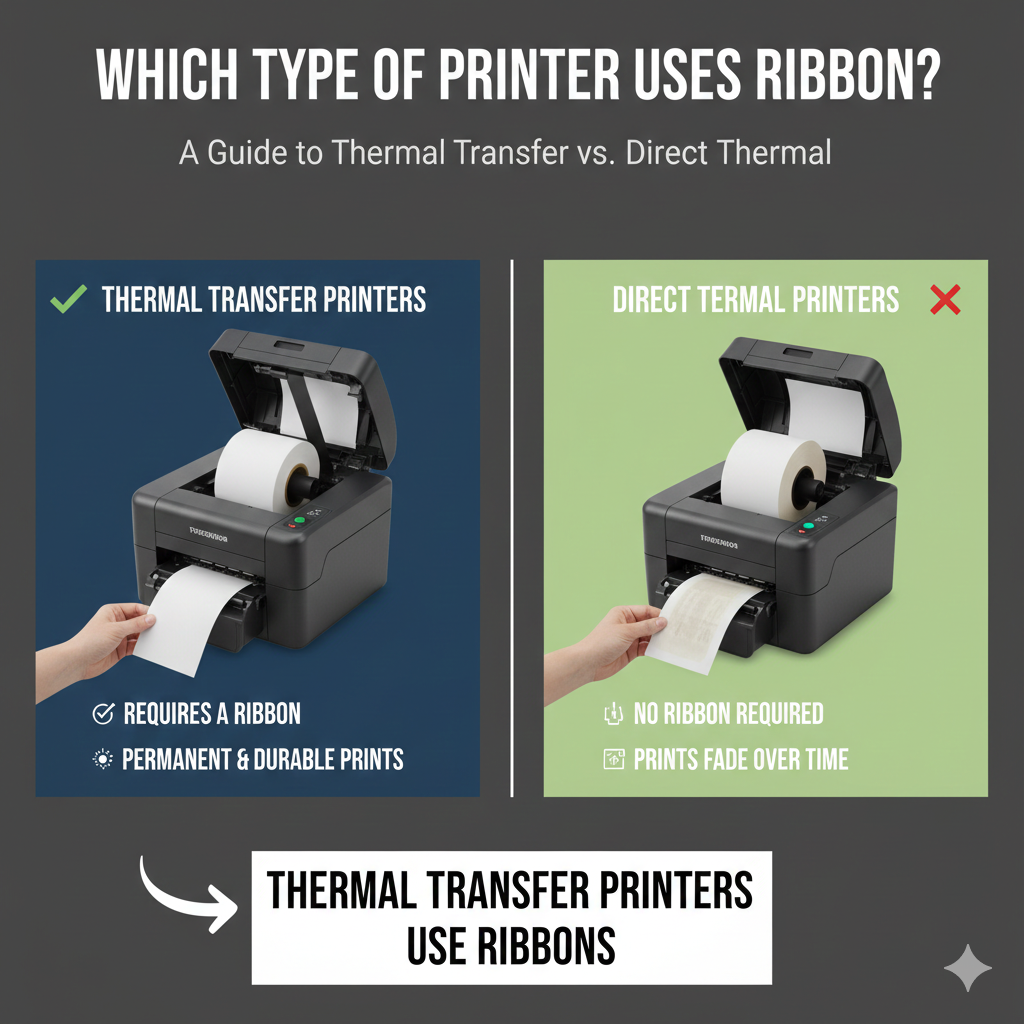 Which type of printer uses ribbon?