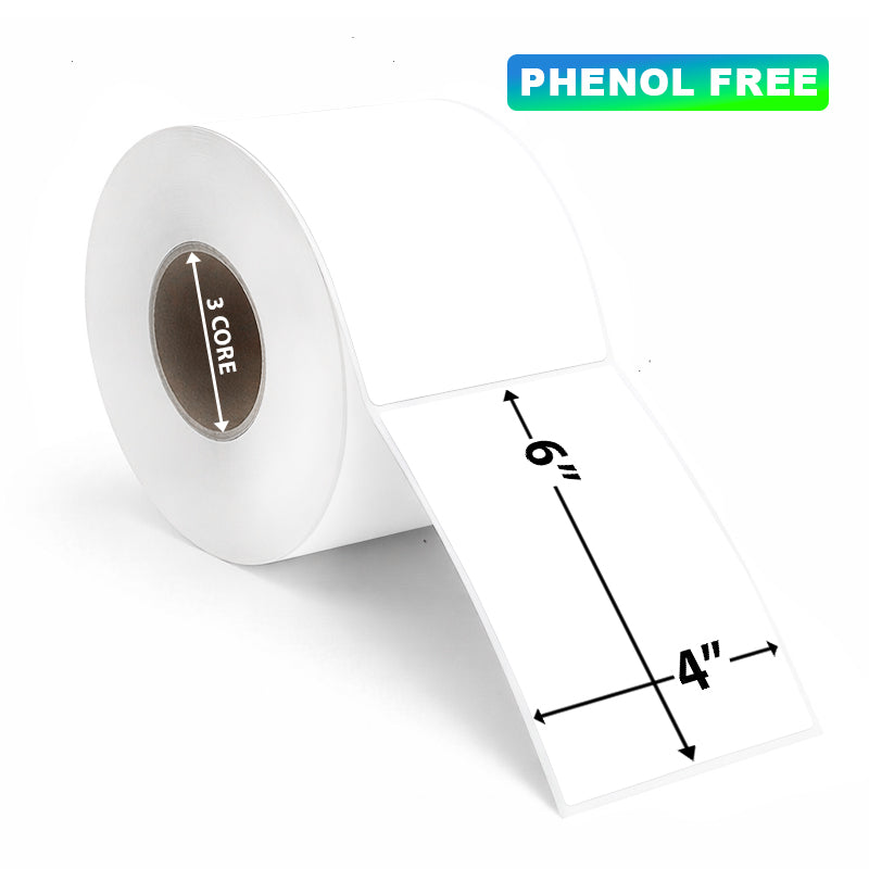 4" x 6" Direct Thermal Labels (Phenol-Free, BPA & BPS Free) – 1,000 Labels/Roll – 4 Rolls/Case