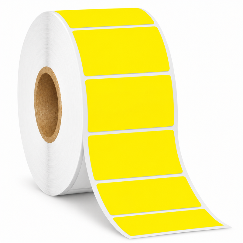 2" x 1" Yellow Direct Thermal Labels - 5000 Labels/Roll - 8 Rolls/Case