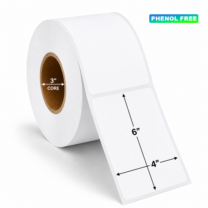 4" x 6" Direct Thermal Labels (Phenol-Free, BPA & BPS Free) – 1,000 Labels/Roll – 4 Rolls/Case