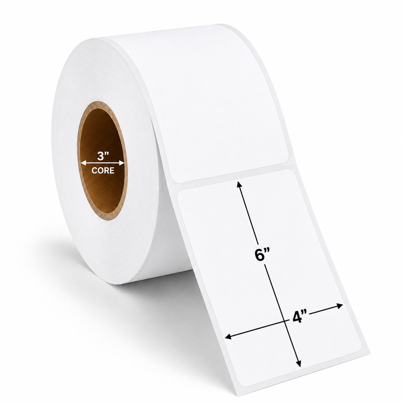 4" x 6" BOPP Polypropylene Thermal Transfer Labels - 1,000 Labels/Roll - 4,000 Labels/Case