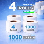 4" x 6" Direct Thermal Labels (Phenol-Free, BPA & BPS Free) – 1,000 Labels/Roll – 4 Rolls/Case