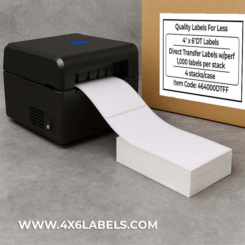 4" x 6" Direct Thermal Labels - Fanfold - 4,000 Labels/Case