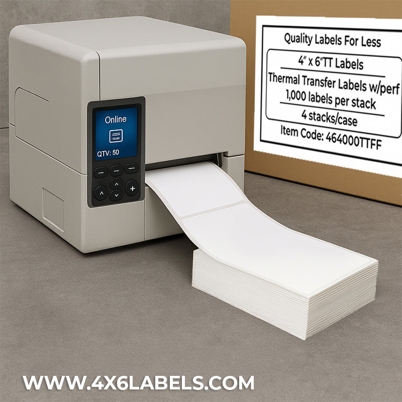 4" x 6" Thermal Transfer Labels- Fanfold - 4,000 labels/case - 4x6Labels