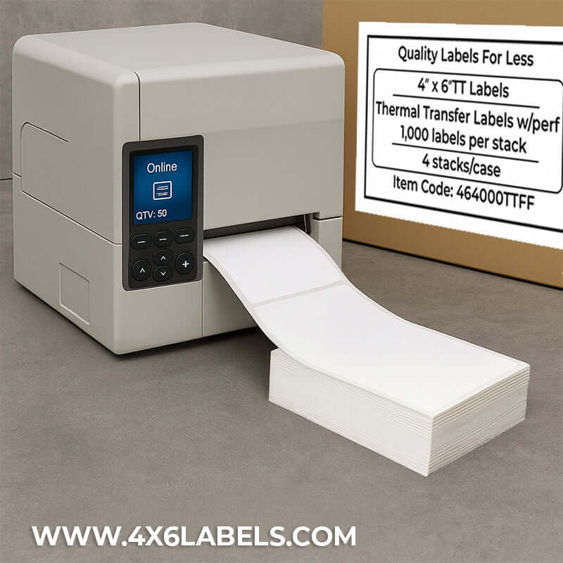 4" x 6" Thermal Transfer Labels- Fanfold - 4,000 labels/case - 4x6Labels