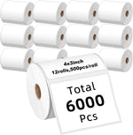 4" x 3" Direct Thermal Labels - 500 Labels/Roll - 12 Rolls/Case