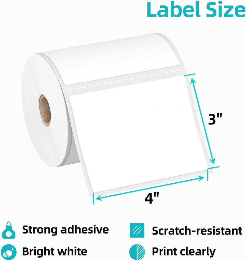 4" x 3" Direct Thermal Labels - 485 Labels/Roll - 16 Rolls/Case