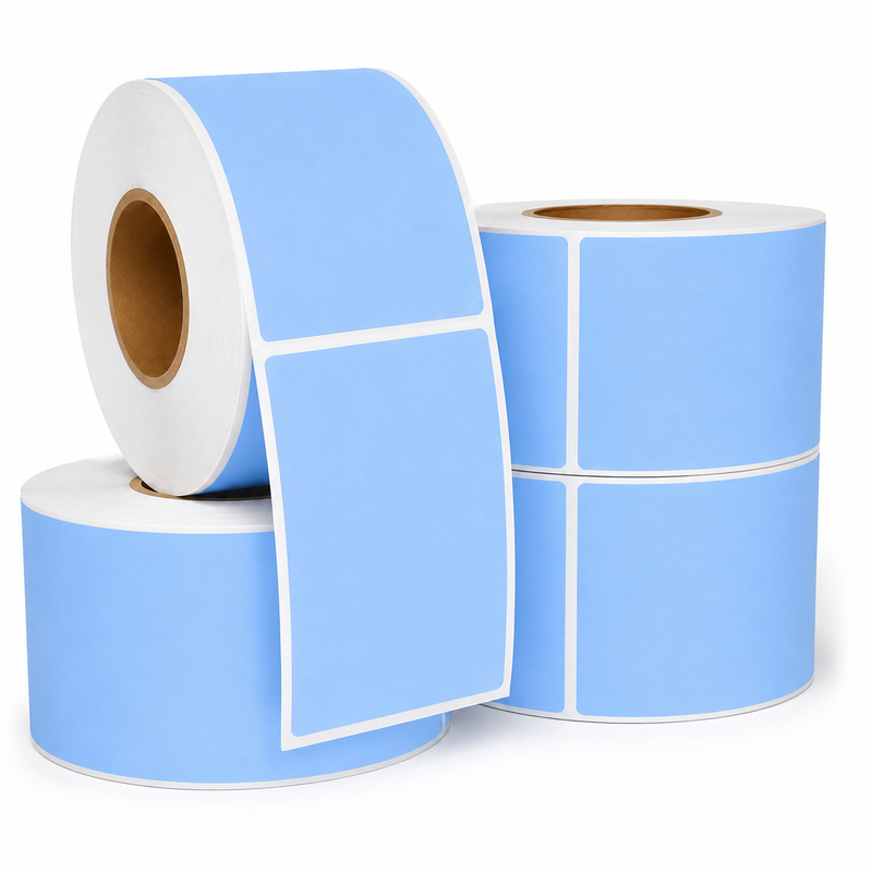 4" x 6" Blue Direct Thermal Labels - 1,000 Labels/Roll - 4 Rolls/Case