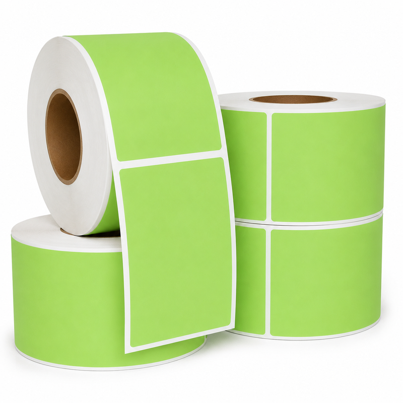 4" x 6" Green Direct Thermal Labels - 1,000 Labels/Roll - 4 Rolls/Case