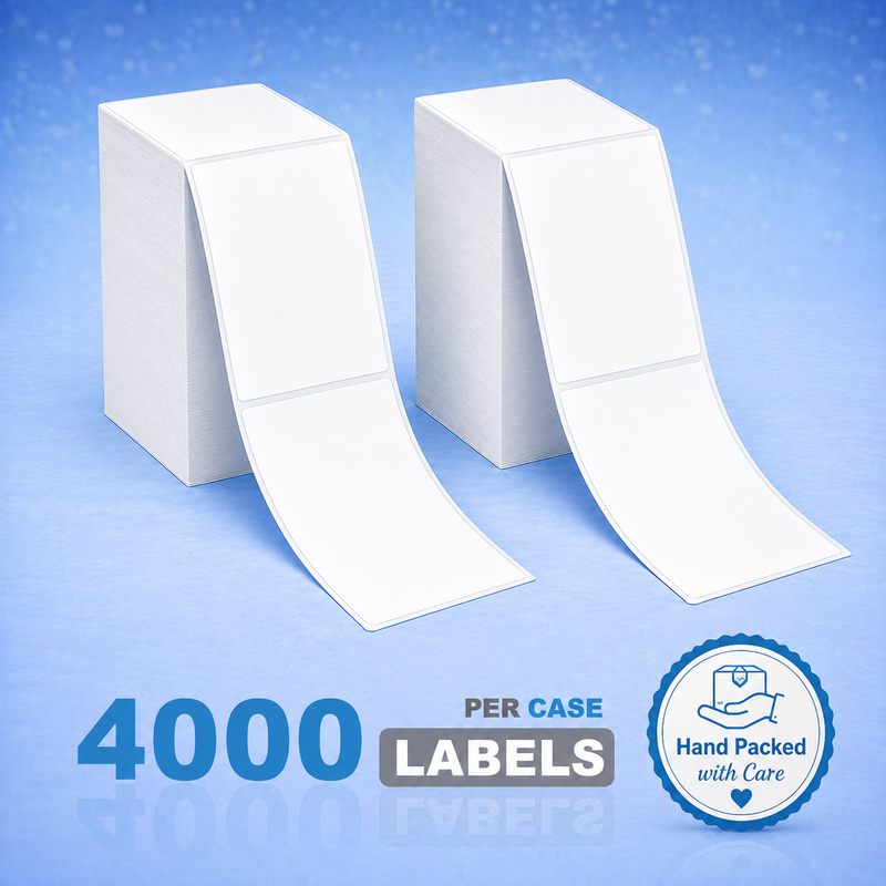 4" x 6" Direct Thermal Labels - Fanfold - 4,000 Labels/Case