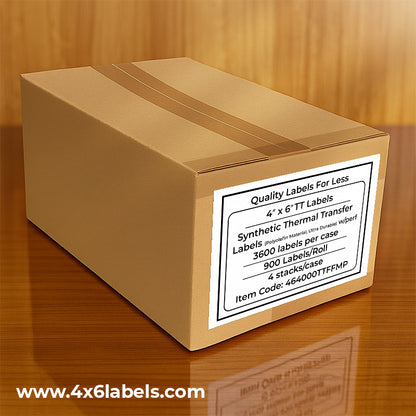 4” x 6” Synthetic Thermal Transfer Labels Matte Polyolefin Material, Ultra Durable) 3,600 labels/case