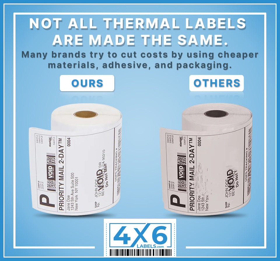 4" x 6" Direct Thermal Labels - 1,000 Labels/Roll - 1 Roll/Case - 4x6Labels
