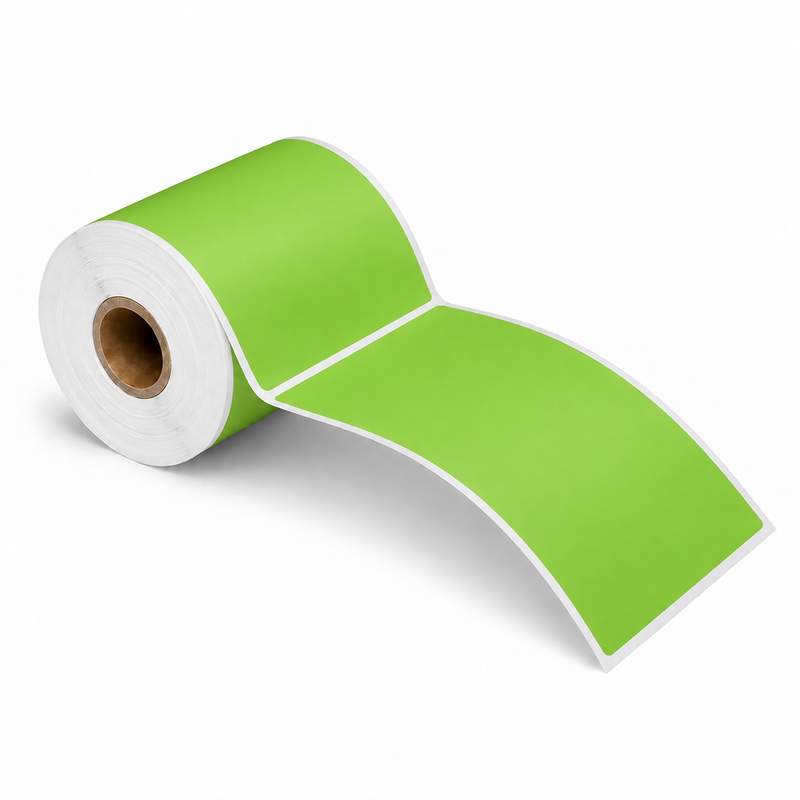 4" x 6" Green Direct Thermal Labels - 250 Labels/Roll - 24 Rolls/Case
