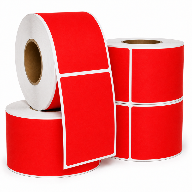 4" x 6" Red Thermal Transfer Labels - 1,000 Labels/Roll - 4 Rolls/Case